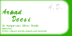 arpad decsi business card